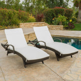Outdoor Wicker Armed Chaise Lounge Chairs w/ Cushions (set of 2) - NH697692