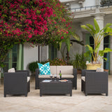 4 Piece Wicker Chat Set w/ Water Resistant Cushions & Cover - NH358003