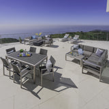 17-Piece Grand Patio Sectional, Lounge, Dining Set & Fire Table - NH584003