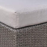 Outdoor 16 Inch Wicker Ottoman Seat with Water Resistant Cushion - NH124303