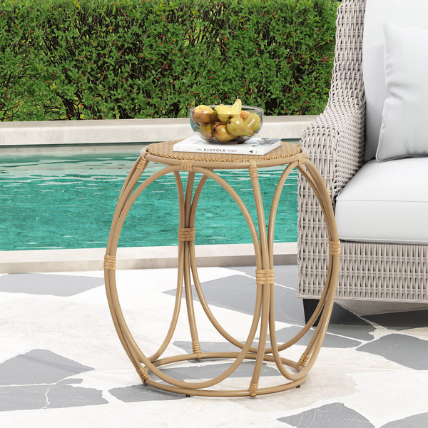 Coston Outdoor Wicker Side Table