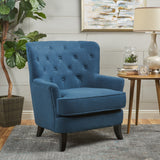 Contemporary Button Tufted Upholstered Fabric Club chair w/ Piped Edges - NH314103
