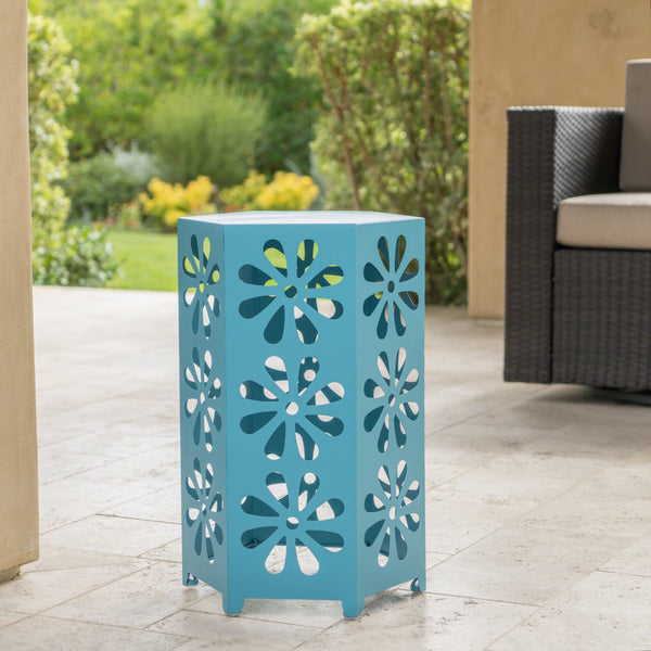 Outdoor 14 Inch Iron Floral Side Table - NH271303