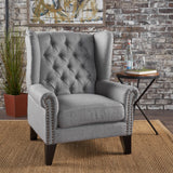 Traditional Tufted Winged Fabric Accent Chair - NH580203