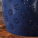 Outdoor Modern 12-Inch Criss-Cross Cut Metal Barrel Side Table - NH665103