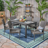 Outdoor 7 Piece Wood and Wicker Expandable Dining Set - NH544503