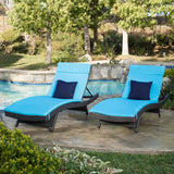 Outdoor Grey Wicker Adjustable Chaise Lounge with Cushion (Set of 2) - NH908692