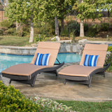 Outdoor Grey Wicker Adjustable Chaise Lounge with Cushion (Set of 2) - NH908692