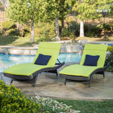 Outdoor Grey Wicker Adjustable Chaise Lounge with Cushion (Set of 2) - NH908692