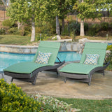 Outdoor Grey Wicker Adjustable Chaise Lounge with Cushion (Set of 2) - NH908692
