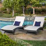 Outdoor Grey Wicker Adjustable Chaise Lounge with Cushion (Set of 2) - NH908692