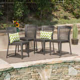 Outdoor Gray Wicker Stackable Dining Chairs - NH394403
