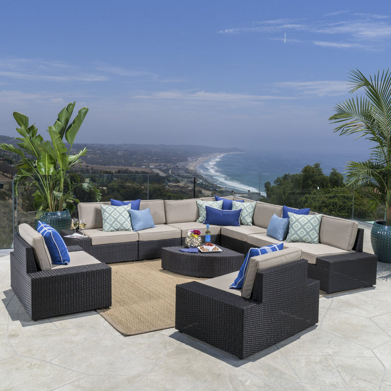 Outdoor Wicker Sectional Set w/ Cushions - NH205003