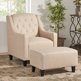 Beige Fabric Club Chair and Ottoman - NH327712
