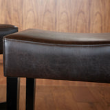 Backless Brown Leather Counter Stools (Set of 2) - NH625732