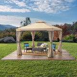 Outdoor Curtains With Mosquito Netting 10 x 10 Foot Gazebo - NH039492