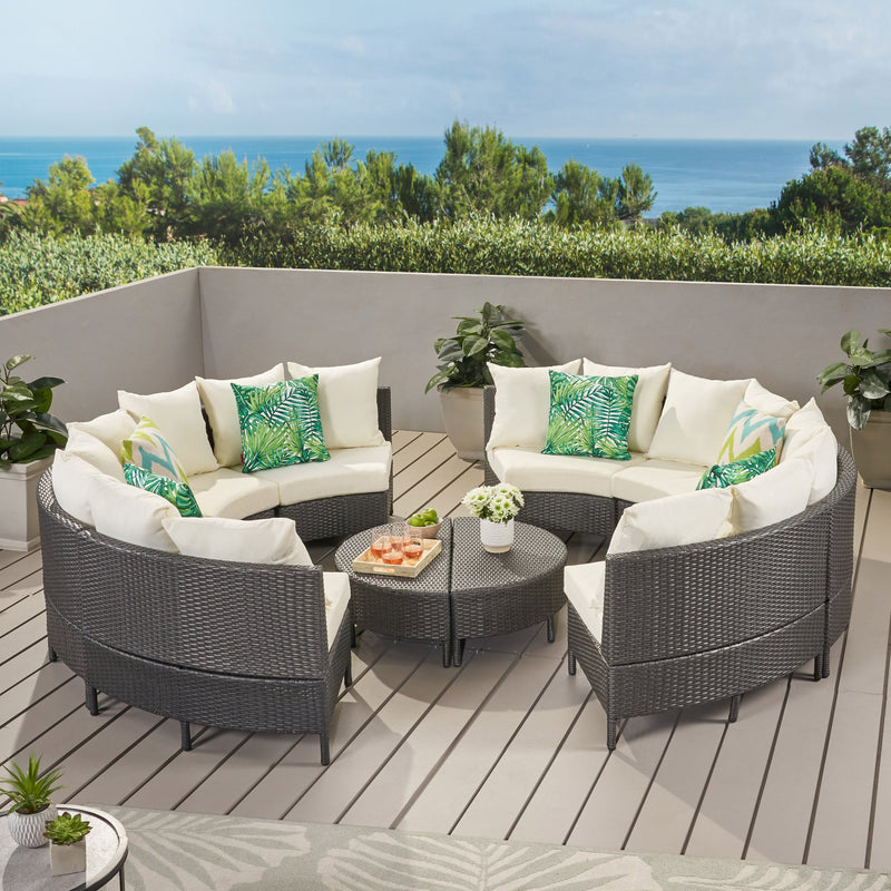 10Pc Outdoor Wicker Sofa Set w/ Cushions - NH247992