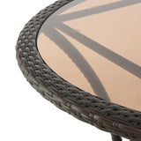 Multibrown Wicker Glass Table - NH791892