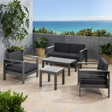 Outdoor 4 Seater Aluminum Chat Set with Side Table - NH165903