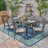 Outdoor 7 Piece Wood and Wicker Expandable Dining Set - NH954503