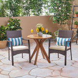 Outdoor 3 Piece Acacia Wood and Wicker Bistro Set - NH730503