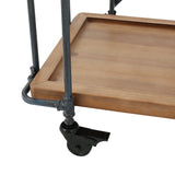 Antique Finish Firwood and Iron Coffee Cart - NH248992