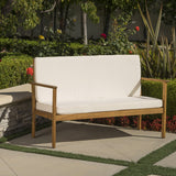 Outdoor Finished Acacia Wood Bench with Water Resistant Fabric Cushion - NH871103