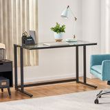 Modern Rectangular Black Iron and Glass Computer Desk - NH626692