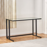 Modern Rectangular Black Iron and Glass Computer Desk - NH626692