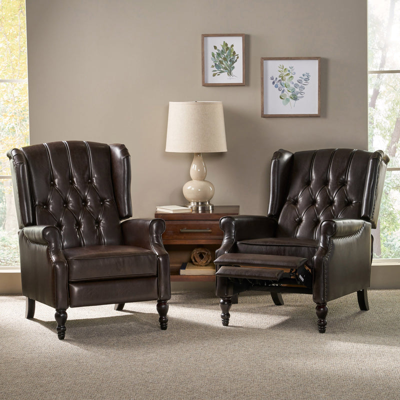 Contemporary Tufted Bonded Leather Recliner (Set of 2) - NH062213