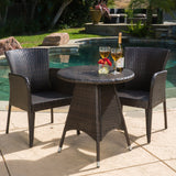 Outdoor Contemporary Multi-Brown Round 3pc Bistro Set - NH012692