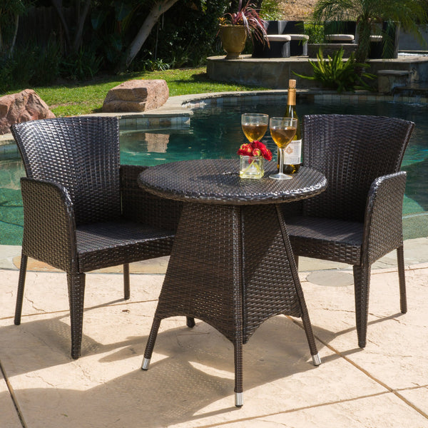 Outdoor Contemporary Multi-Brown Round 3pc Bistro Set - NH012692