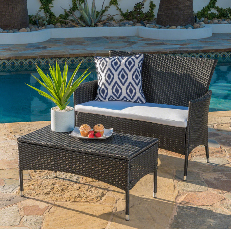 Outdoor Wicker Loveseat and Coffee Table Set - NH753303