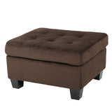 Contemporary Tufted Chocolate Brown Fabric Sectional Sofa Set - NH513692