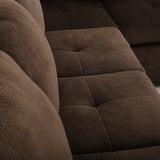 Contemporary Tufted Chocolate Brown Fabric Sectional Sofa Set - NH513692