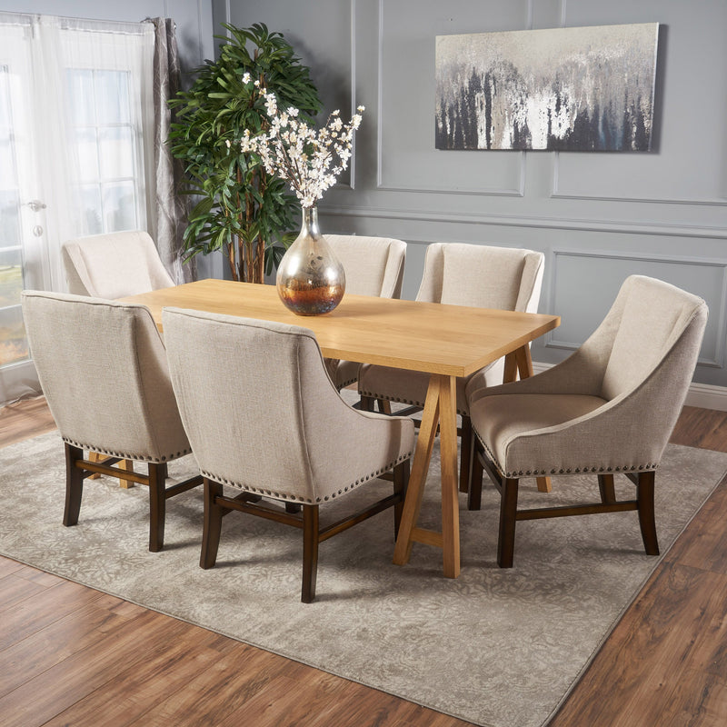 Farmhouse 7 Piece Wood Dining Set - NH661103
