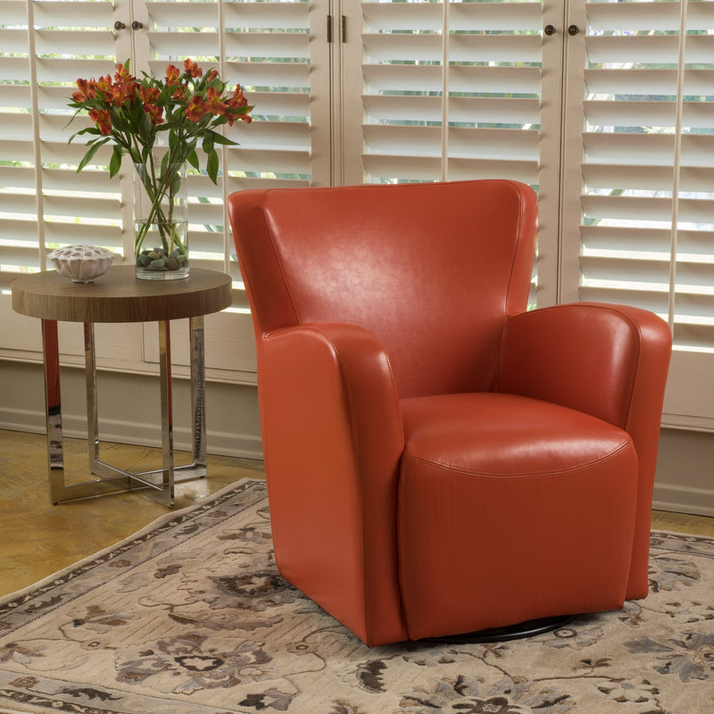Bonded Leather Wingback Swivel Club Chair - NH504892