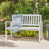 Outdoor Rustic Acacia Wood Bench with Open Slat Backrest - NH415003