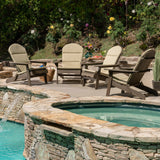 Outdoor Acacia Wood Folding Adirondack Chairs with Cushions - NH916403