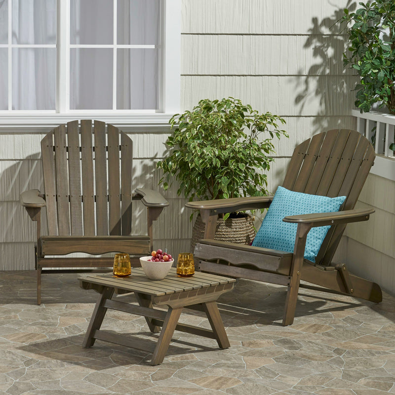 Outdoor Acacia Wood 2 Seater Chat Set with Side Table - NH961213