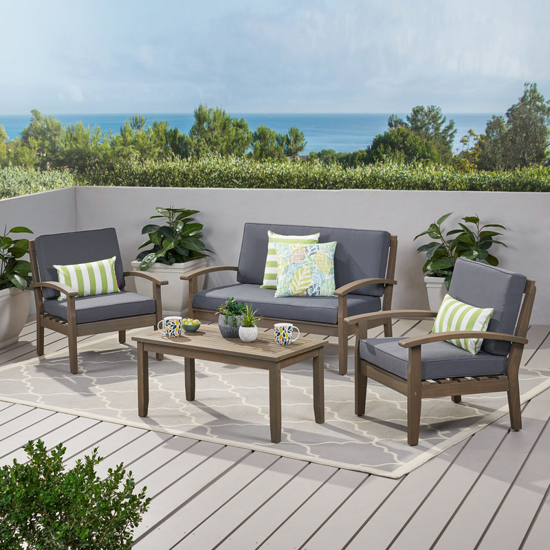 Outdoor 4-Piece Acacia Wood Chat Set - NH484503