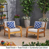 Outdoor Acacia Wood Club Chairs with Sunbrella Cushions - NH772703