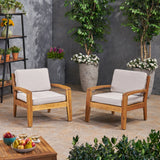 Outdoor Acacia Wood Club Chairs with Sunbrella Cushions - NH772703
