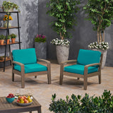 Outdoor Acacia Wood Club Chairs with Sunbrella Cushions - NH772703