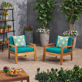Outdoor Acacia Wood Club Chairs with Sunbrella Cushions - NH772703