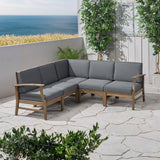 Outdoor 5 Piece Acacia Wood Sectional Sofa Set - NH223803