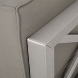 Outdoor Modern 5 Seater V-Shaped Sectional Sofa Set with Fire Pit and Tank Holder - NH307113