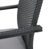 Outdoor Grey Wicker Dining Chair with Cushions (Set of 2) - NH891003