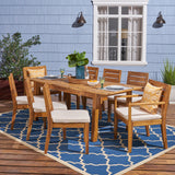 Outdoor 6-Seater Acacia Wood Expandable Dining Set - NH705603