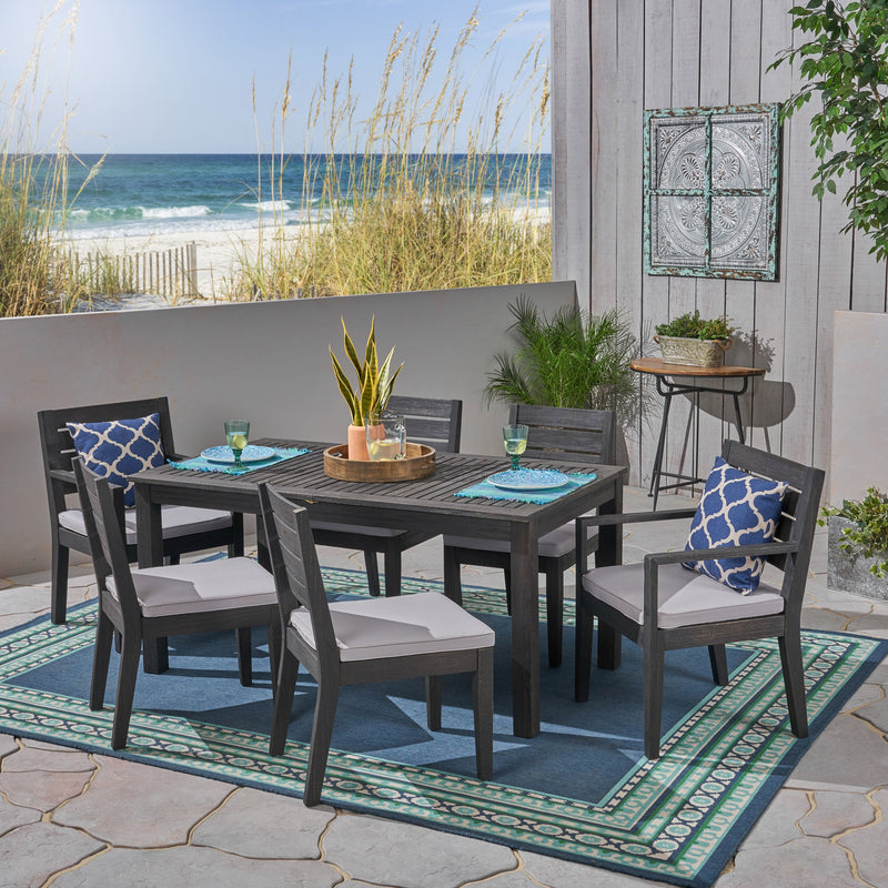 Outdoor 6-Seater Acacia Wood Expandable Dining Set - NH705603